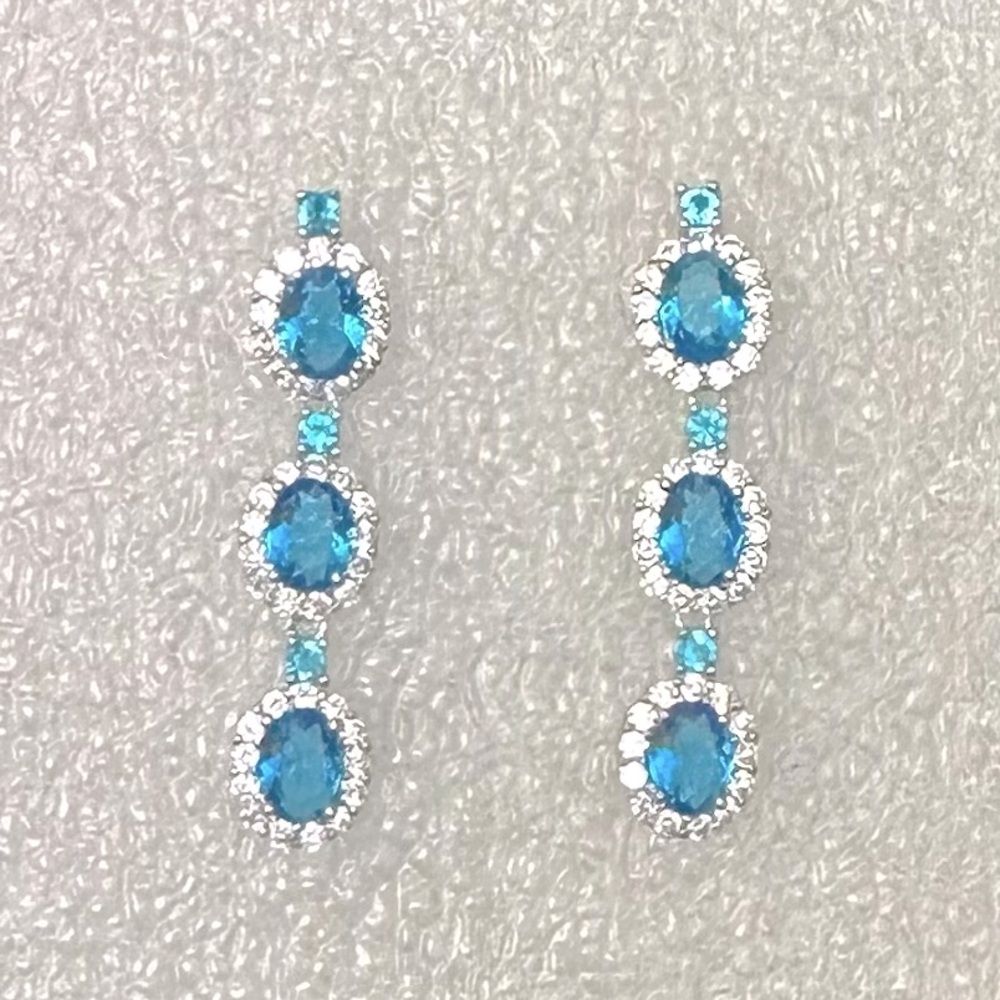 Elegant Blue and Silver Drop Earrings